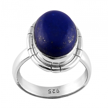 Natural lapis lazuli gemstone silver ring